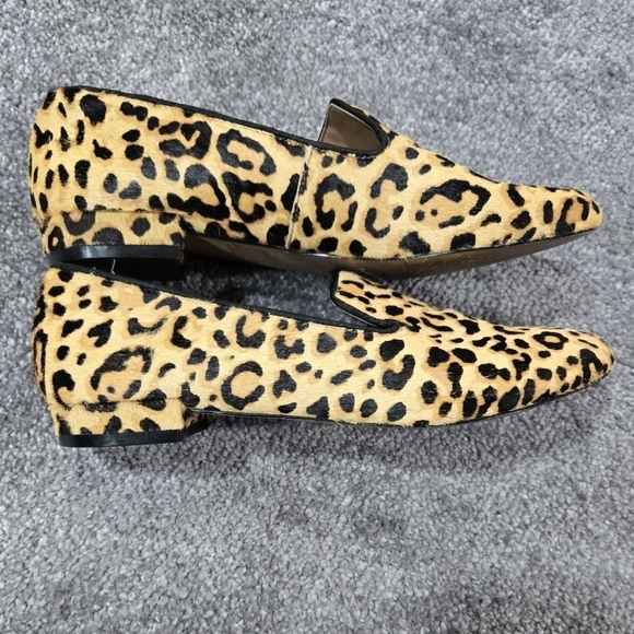 Steve Madden Smile Leopard Print Calf Hair Tan Slip On Loafers Chic Preppy - Picture 7 of 11